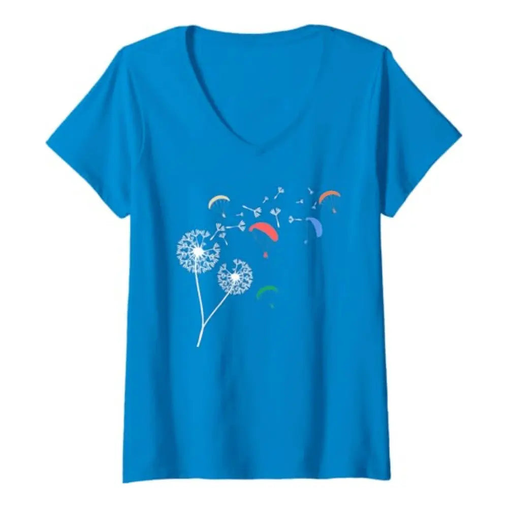 Paragliding T-Shirt "Pusteblume" V-Neck Damen Paragliding is my Therapie