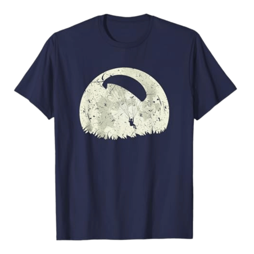 Paragliding T-Shirt Vollmond mit Paraglider-Motiv, ideal für Gleitschirmflieger. Perfekt geschnitten aus 100% Baumwolle.