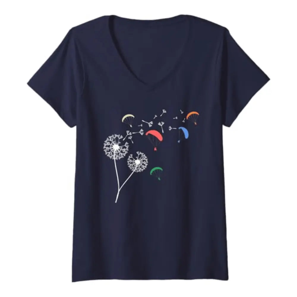 Paragliding T-Shirt "Pusteblume" V-Neck Damen Paragliding is my Therapie