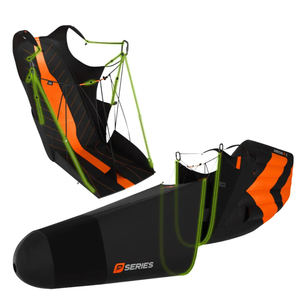 Niviuk Arrow P 2 - Ultraleichtes Liegegurtzeug mit aerodynamischem Speed-Pod, Rückenprotektor-Schale und Beinsack, ideal für komfortables und leistungsstarkes Streckenfliegen.