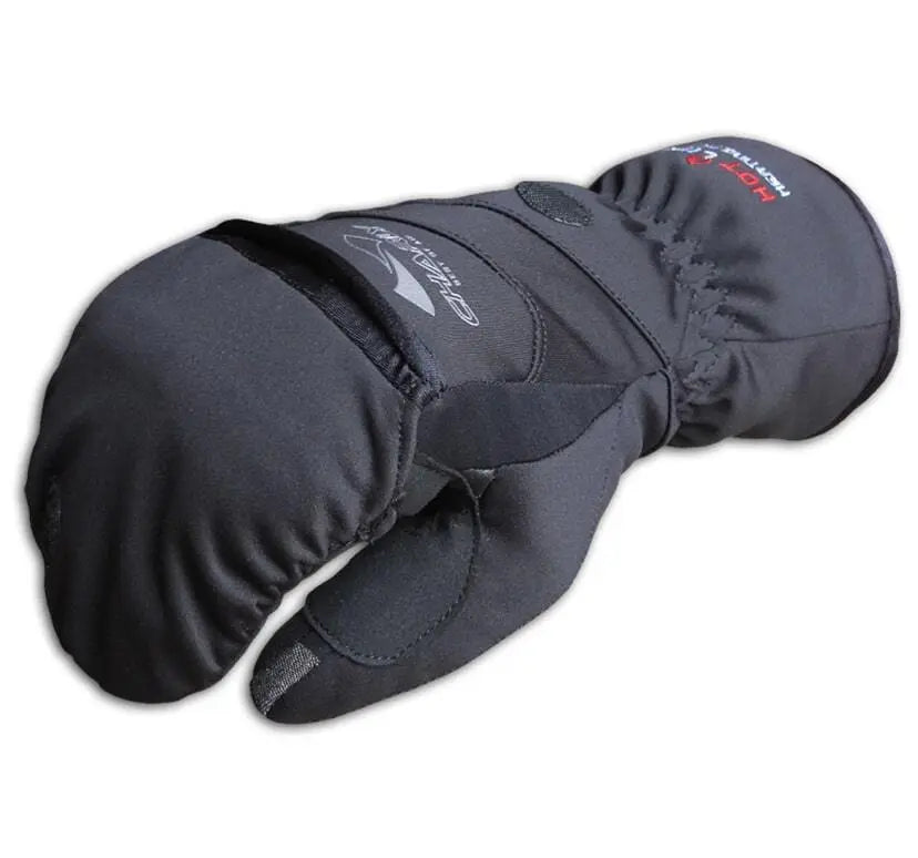 Charly 2-in-1 Handschuh für Gleitschirmflieger, kombiniert Finger- und Fäustling, mit verstecktem Fäustling für beheizbare Finger, ideal für kalte Bedingungen.