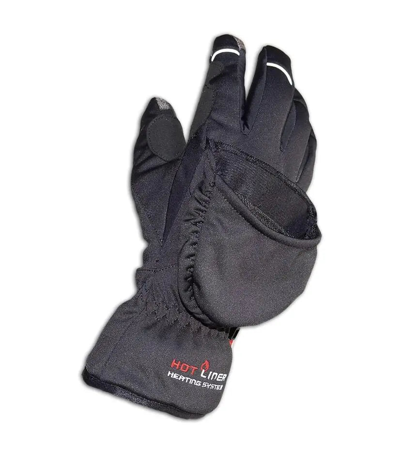 Charly 2-in-1 Handschuh (Hot-Liner) mit integriertem Fäustling und Tasche, ideal für Gleitschirmfliegen, kombiniert Wärmeleistung und Touchscreen-Kompatibilität.