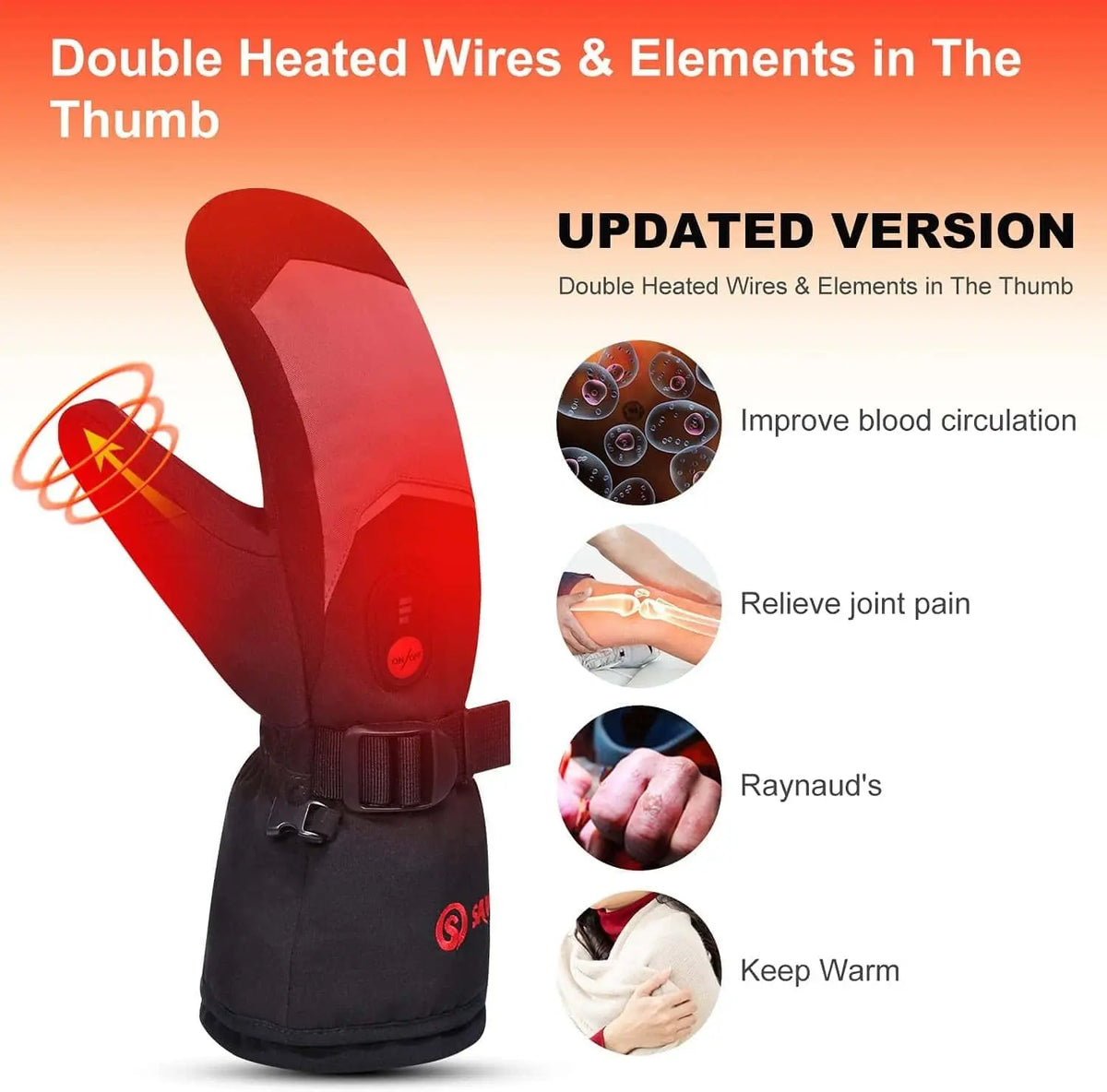 Savior HEAT Mitten Heizhandschuh mit wasserdichtem Design und rotem Lichtelement, ideal für kalte Bedingungen und Gleitschirmfliegen.