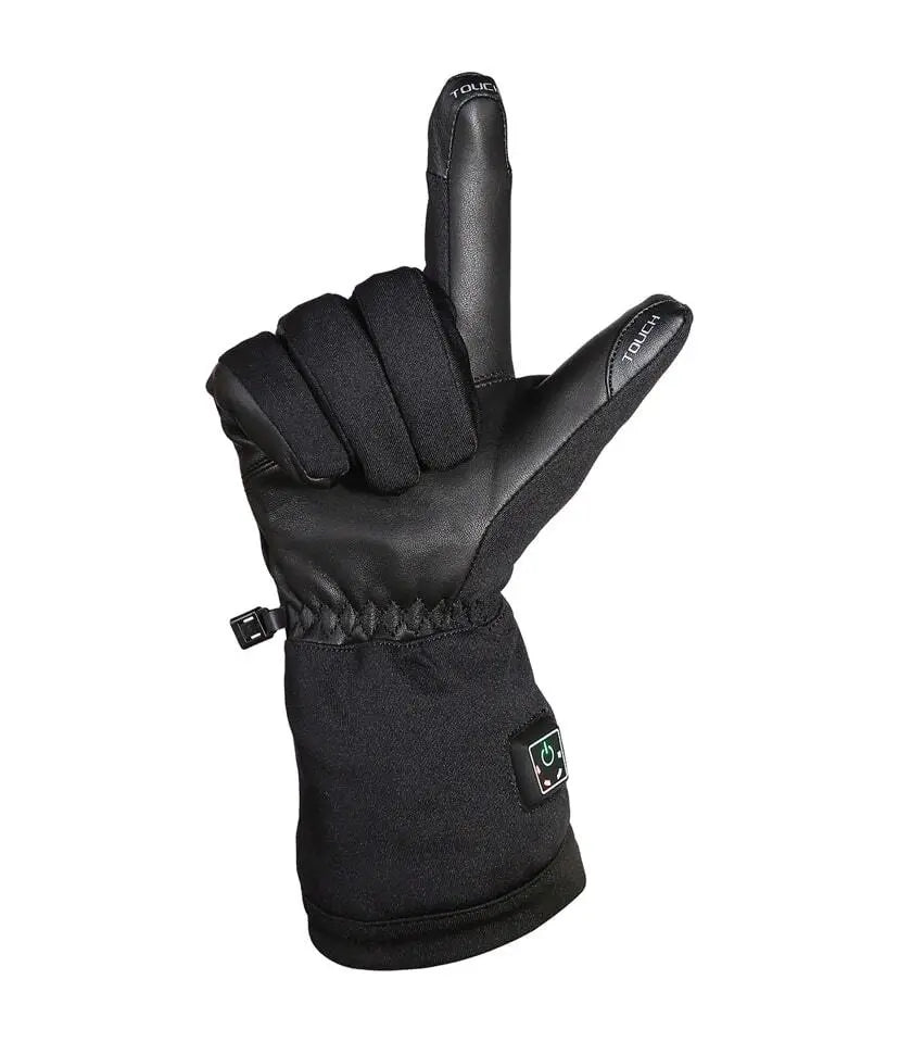 Charly Polarheat Light Heizhandschuh (Frühling) mit erhobenem Finger, integriertem Power-Button, ideal für Gleitschirmfliegen, bietet effiziente Heizleistung bis zu den Fingerspitzen.