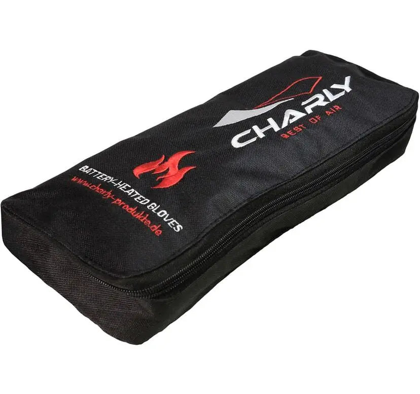 Charly Polarheat Light Heizhandschuh mit weißem Text, ideal für Gleitschirmfliegen, bietet effiziente Handheizung und Touch-Funktion, perfekt für Frühling.