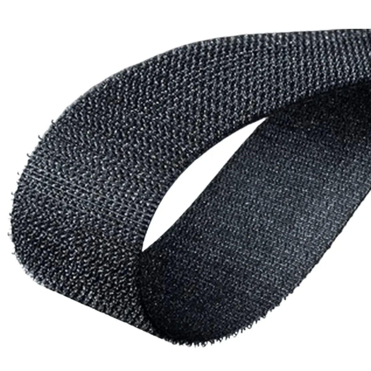 Schwarzes, selbstklebendes Klettband mit einer Breite von 5 cm, ideal zur Befestigung von Variometern, mit sichtbarer Haken- und Schlaufenstruktur.