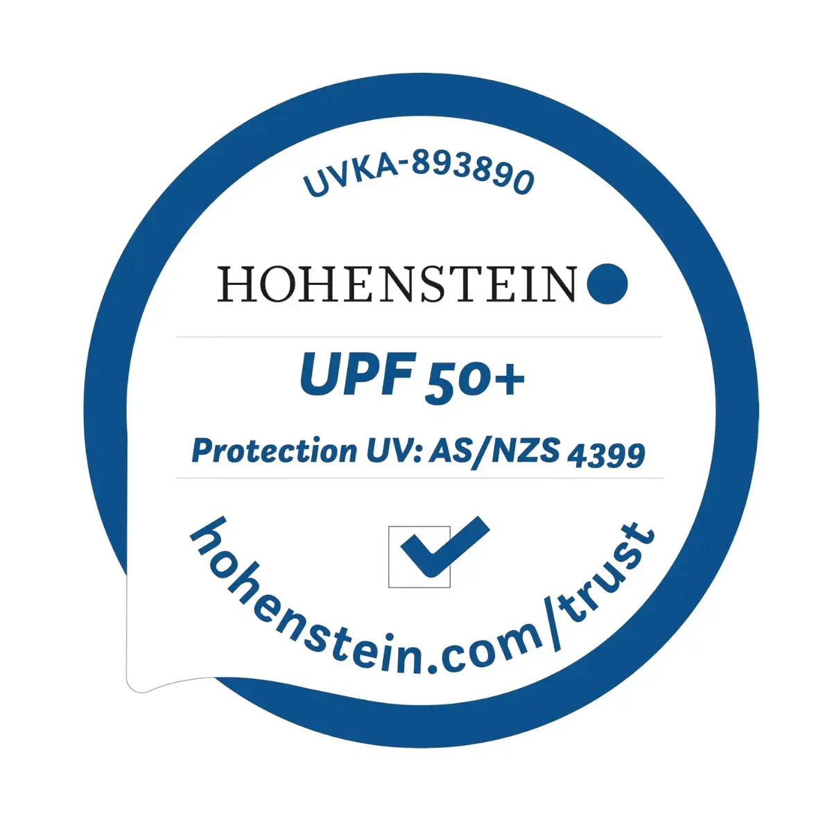 Gütesiegel für Nasensonnenschutz mit UFP 50+ und Zertifiierung AS/NSZ4399 von Hohenstein