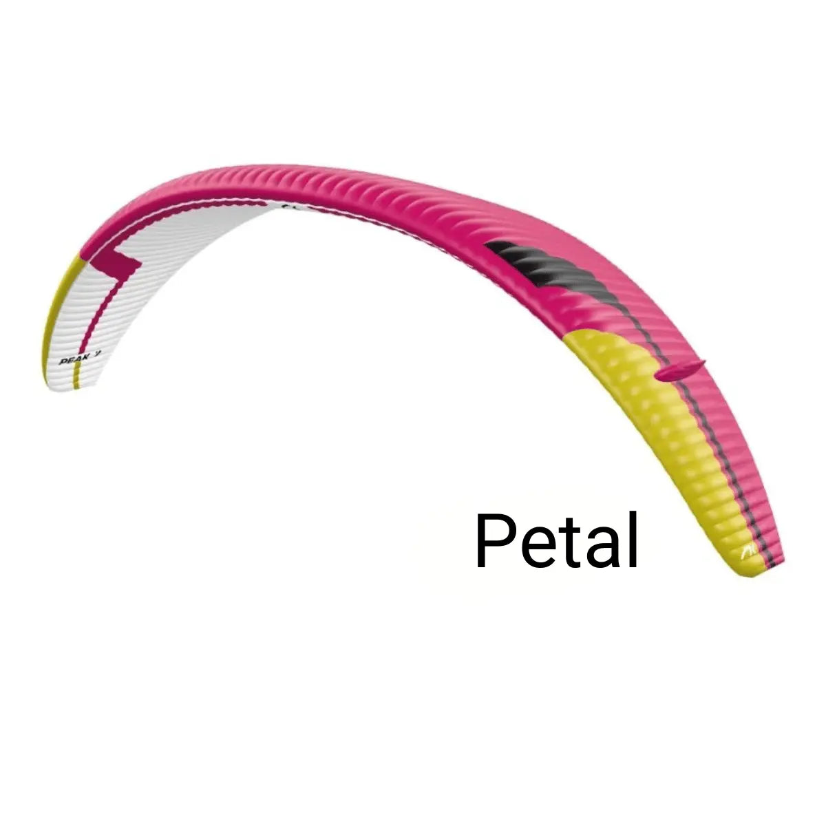 Niviuk Peak 7 (EN-D) Hochleistungs-Gleitschirm in auffälligem Pink, Gelb und Weiß mit dynamischem Design, bereit für Wettkämpfe.