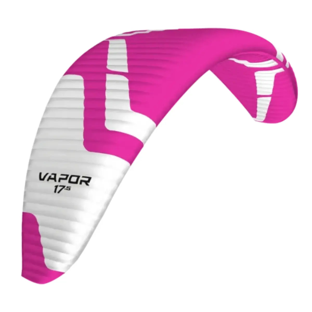 Leichtgewichtiger, pink-weißer Parakite "Vapor 17.5" mit aerodynamischem Design, ideal für fortgeschrittene Parakiter.