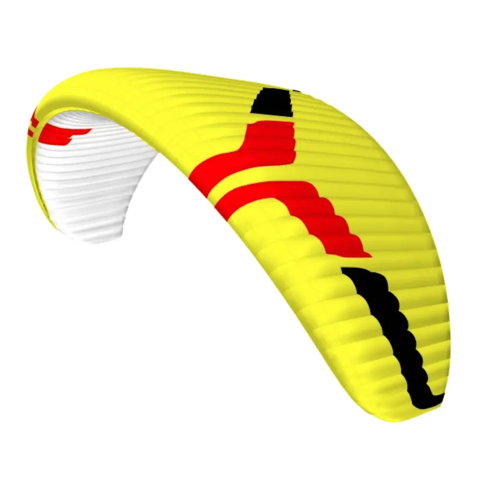 Ozone Geo 7  (Mid EN-B) Gleitschirm in gelb optimiert für Leistung und Agilität im Paragliding, perfekt für XC-Flüge und hohe passive Sicherheit.