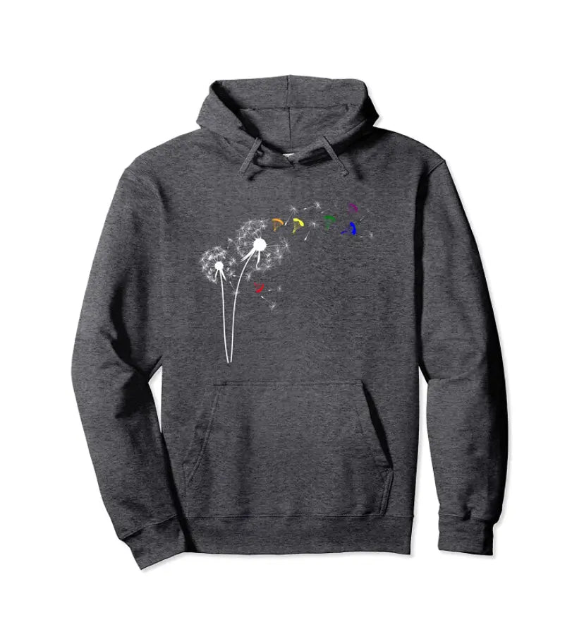 Anthrazit Paragliding Hoodie Pusteblume mit Dandelion-Motiv, perfekt für Gleitschirmflieger. Ideal für Herren und Damen, hochwertige Qualität.