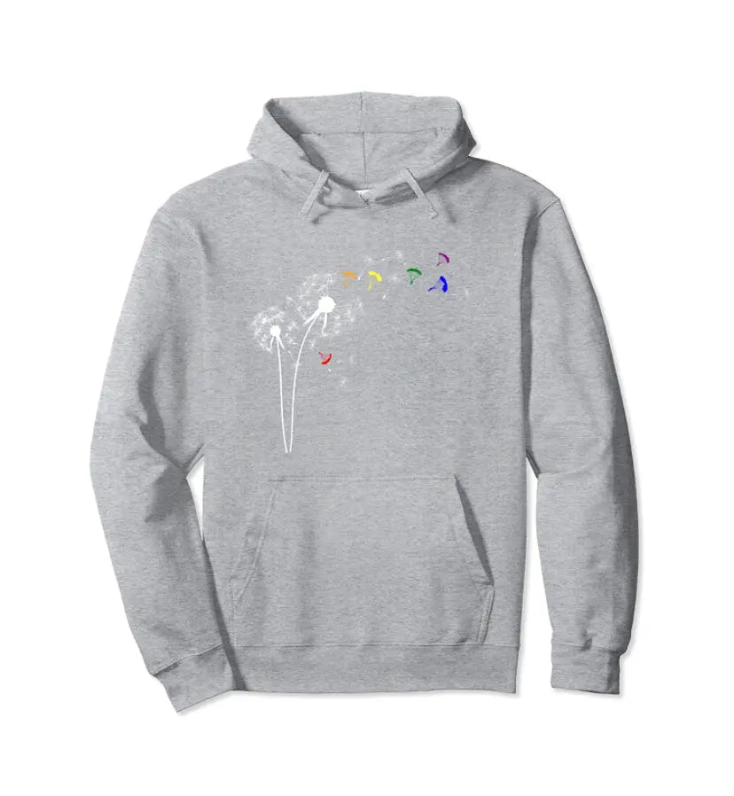 Anthrazit Paragliding Hoodie Pusteblume mit Dandelion-Motiv, perfekt für Gleitschirmflieger. Ideal für Herren und Damen, hochwertige Qualität.