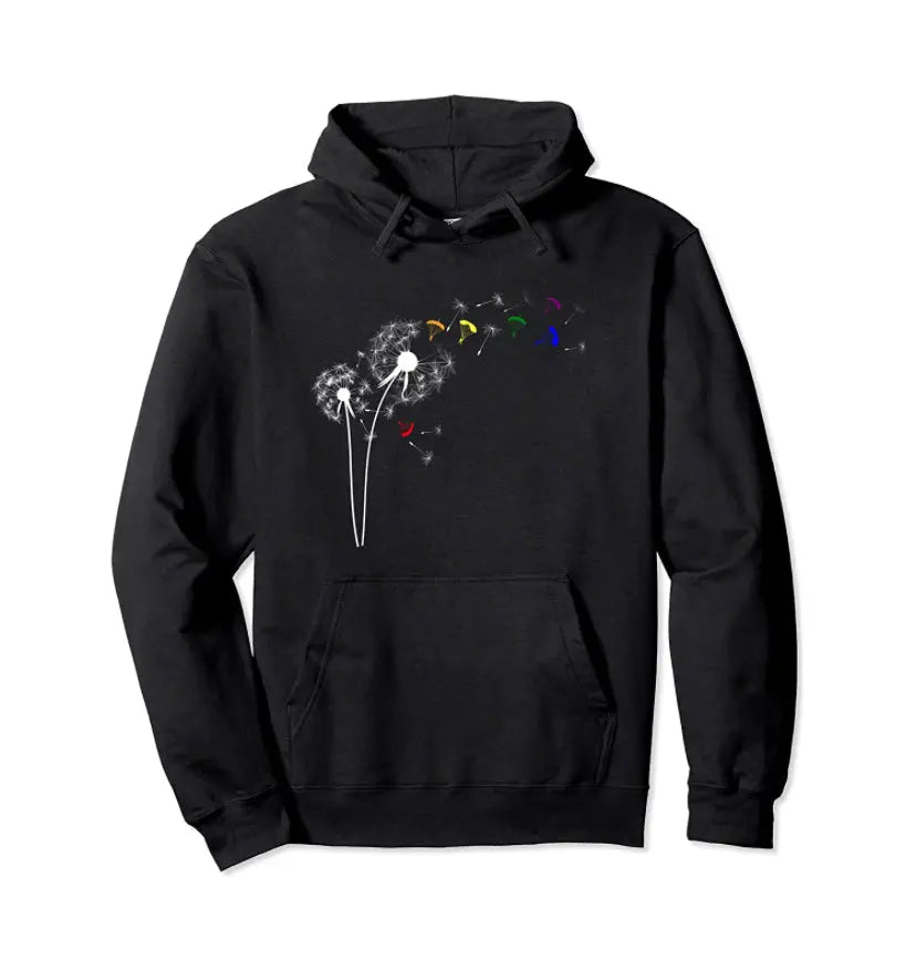 Paragliding Hoodie Pusteblume mit dandelion Design, ideal für Gleitschirmflieger, klassisch geschnitten mit Kapuze, repräsentiert hochwertige Gleitschirm-Mode von Paragliding24.ch.