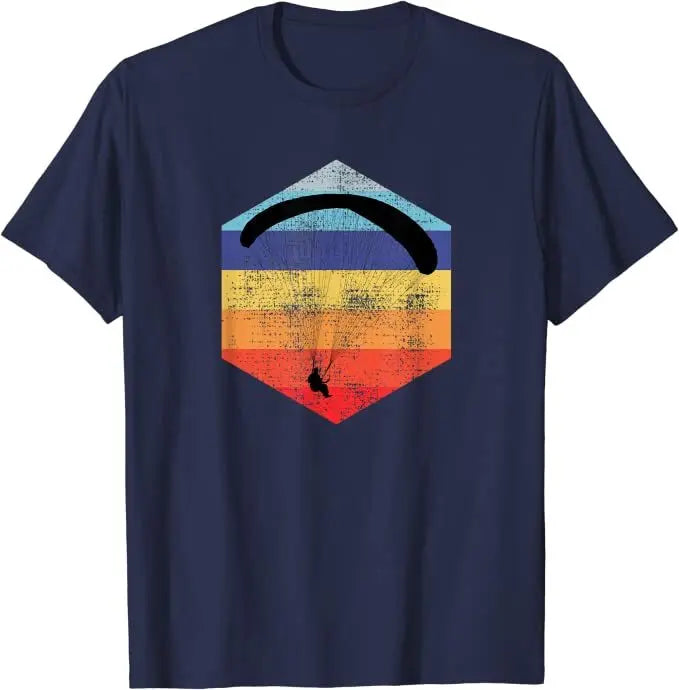 Paragliding T-Shirt Vintage old hexagon mit buntem Hexagon und Spinne, ideal für Gleitschirmflieger, klassisch geschnitten. Perfekt für Sportler und Piloten.