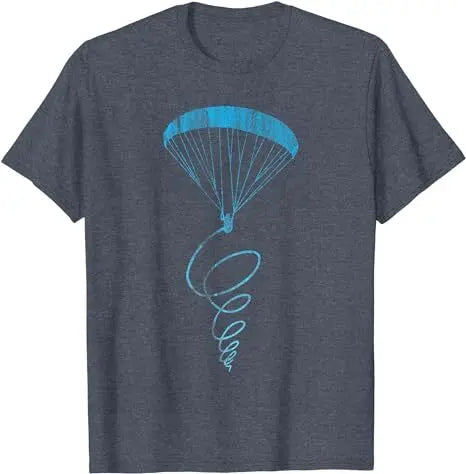 Paragliding T-Shirt Thermik mit blauem Fallschirm-Design, ideal für Paraglider und Flugsportbegeisterte. Perfektes Geschenk für Flugliebhaber.