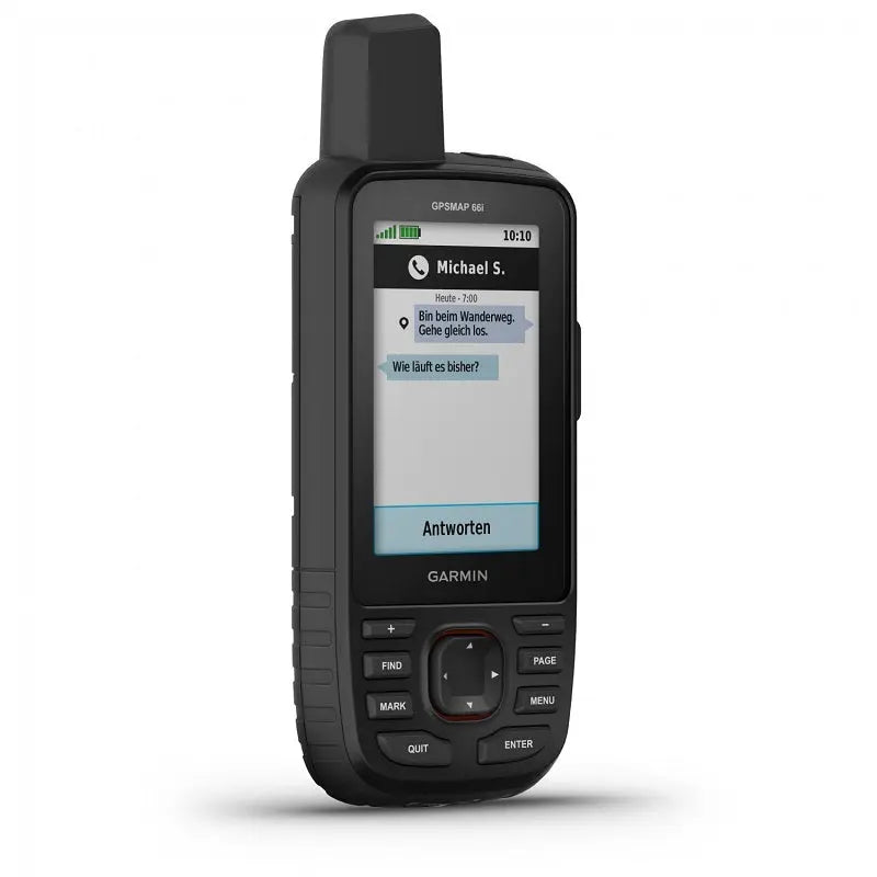 Garmin GPSMap 67i GPS-Gerät, Nahaufnahme zeigt robuste Bauweise für präzise Navigation und Kommunikation, ideal für Outdoor-Abenteuer und Expeditionen.