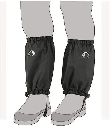 Tatonka Gamaschen Kurz, schwarze Schuhgamaschen mit verstellbarem Riemen und Reißverschluss, bietet Schutz vor Nässe und Schnee, ideal für Paragliding.