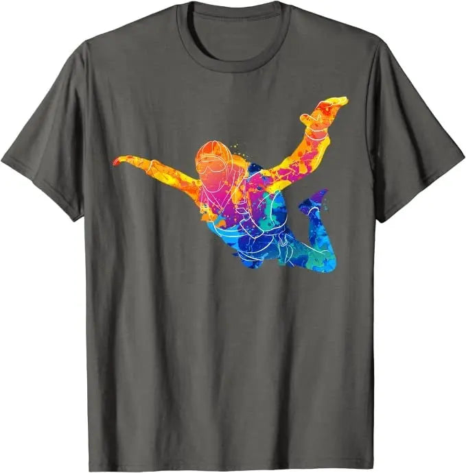 Skydiving T-Shirt Skydiver mit Motiv eines springenden Menschen, ideal für Skydiver und Extremsportler. Perfekt für Abenteuer und Adrenalinliebhaber. Hochwertiger Druck.