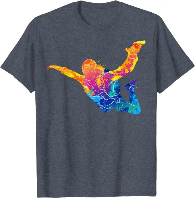 Skydiving T-Shirt Skydiver: T-Shirt mit buntem Motiv einer springenden Person, ideal für Skydiver und Extremsportler. Perfekte Wahl für Abenteuerliebhaber.