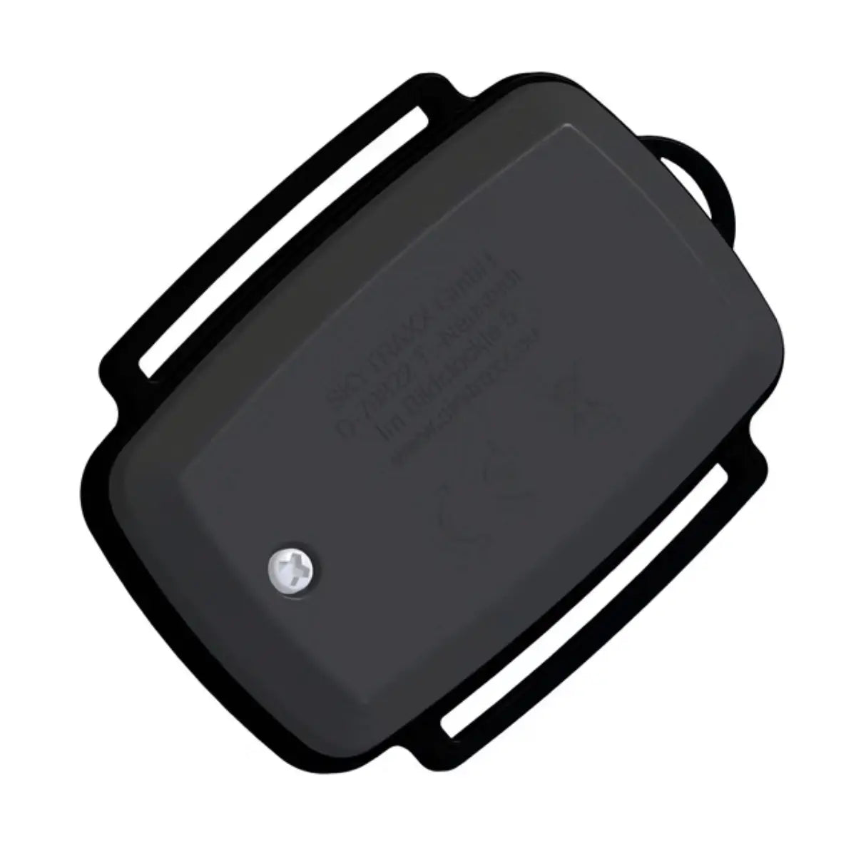 Skytraxx Fernbedienung mit rechteckigen Schlaufen zur Befestigung und einem Zugangsschraube für die Batterie, ideal für sichere Variometer-Steuerung beim Gleitschirmflug.