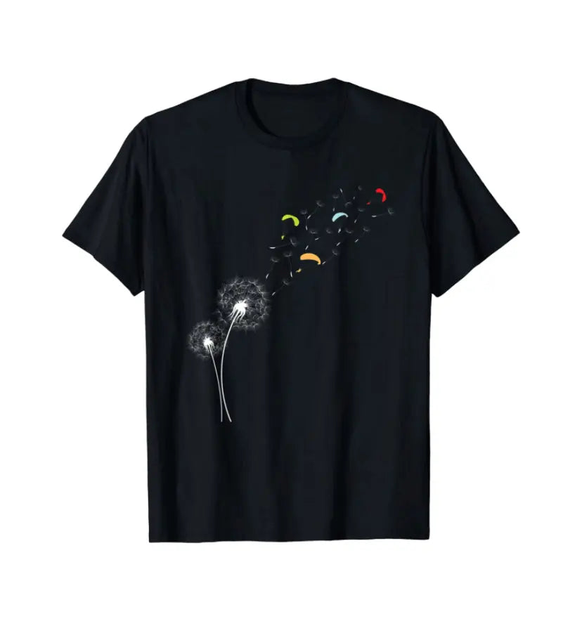 Paragliding T-Shirt Pusteblume mit stilisiertem Pusteblumenmotiv, ideal für Gleitschirmflieger. Perfekt für Sportbegeisterte, 100% Baumwolle, klassisch geschnitten.