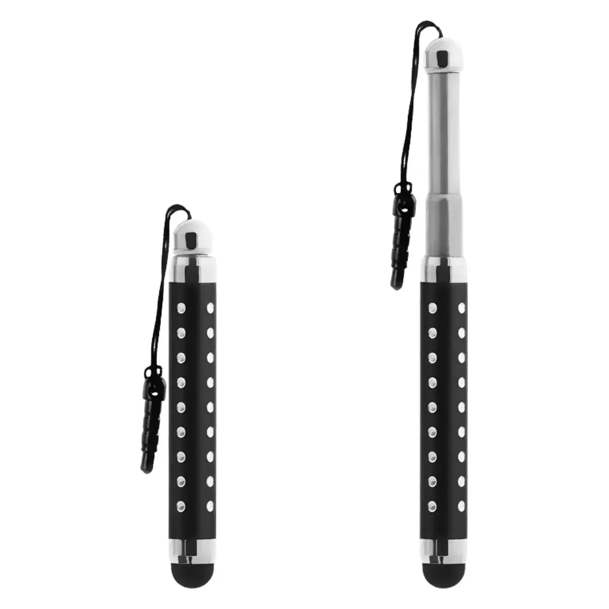 Touchscreen Stift fürs Cockpit - ausziehbar, schwarz mit gepunktetem Griff und Schlaufe, ideal für präzise Bedienung von Fly Electronics und Paragliding Instrumenten.