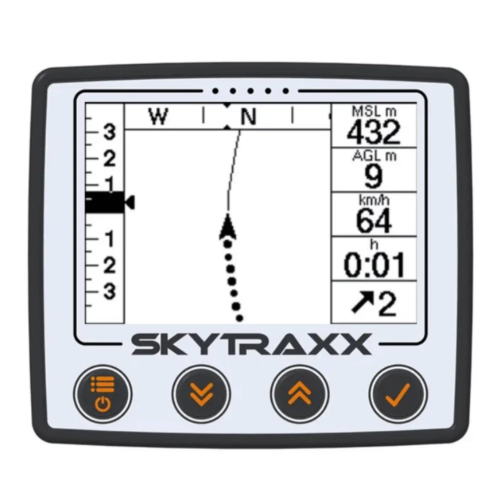 Skytraxx 5 mini FF GPS-Gerät mit brillantem Display und integriertem FANET & FLARM, ideal für Gleitschirmflüge und Outdoor-Abenteuer.